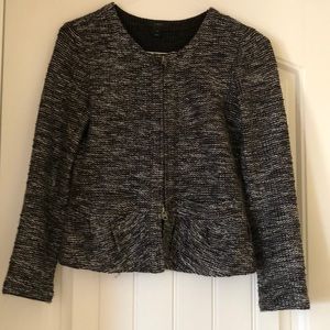 J. Crew boucle cotton blend black jacket Small